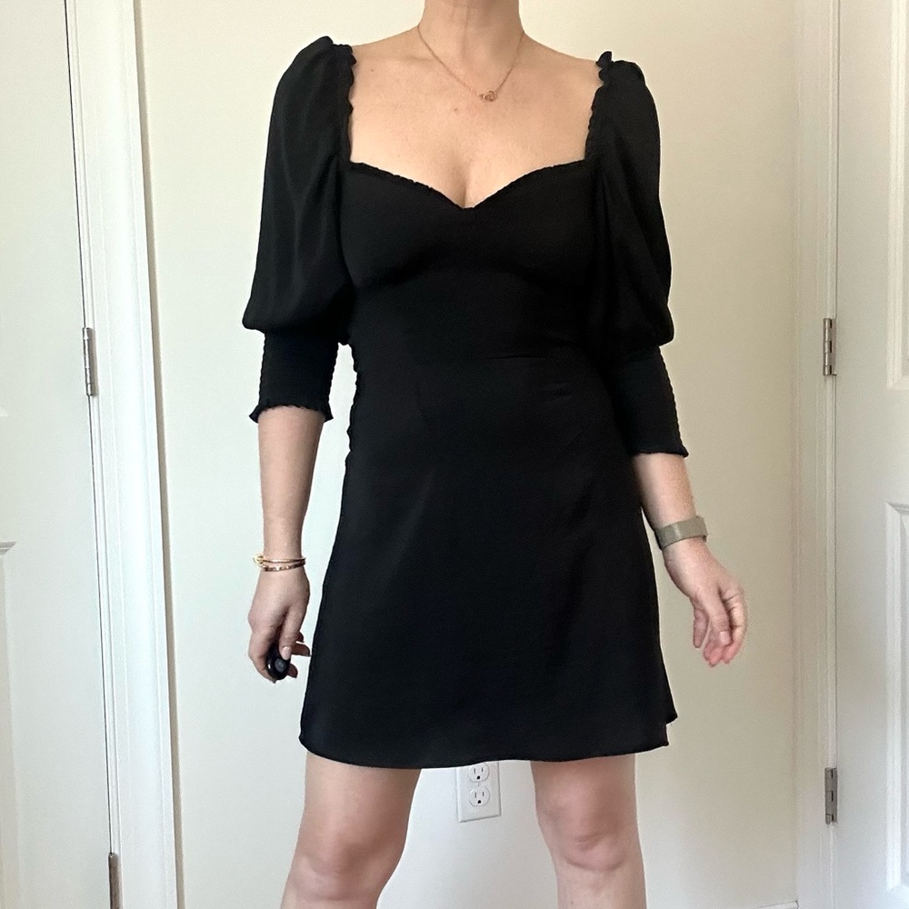 Sweetheart Neck Mini Black Dress - Picture 2 of 10